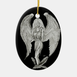 Ornement En Céramique Angel noir et blanc