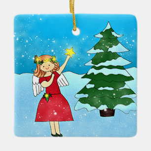 Ornement En Céramique Angel Tree Star Ceramic