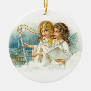 Ornement En Céramique Anges de Noël de chant