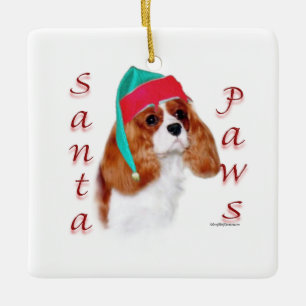 Ornement En Céramique Anglais Toy Spaniel Père Noël Paws