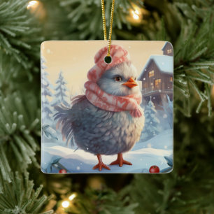 Ornement En Céramique Animal de poule de ferme, Kawaii mignon animal de