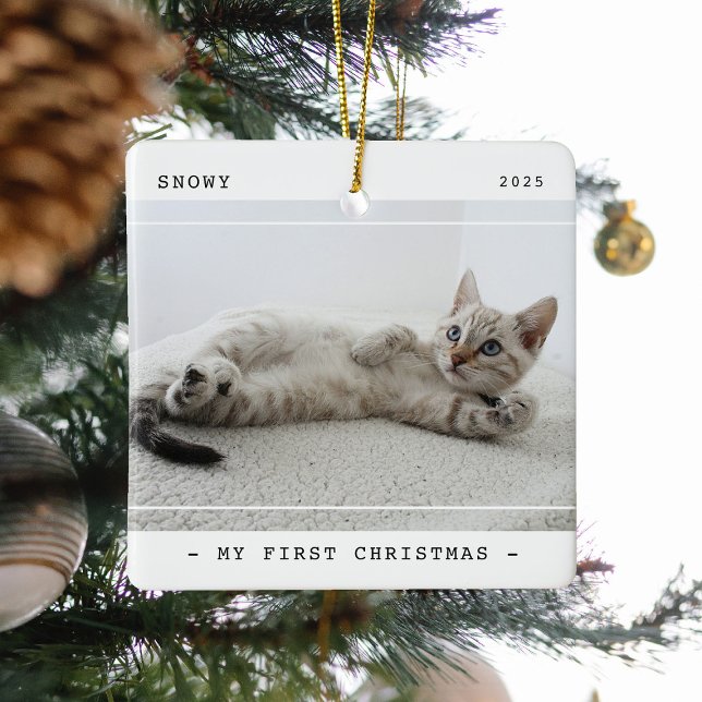 Ornement En Céramique Animal moderne Mon premier Noël 2 Photo (Créateur téléchargé)