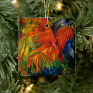 Ornement En Céramique Animaux dans un paysage de Franz Marc