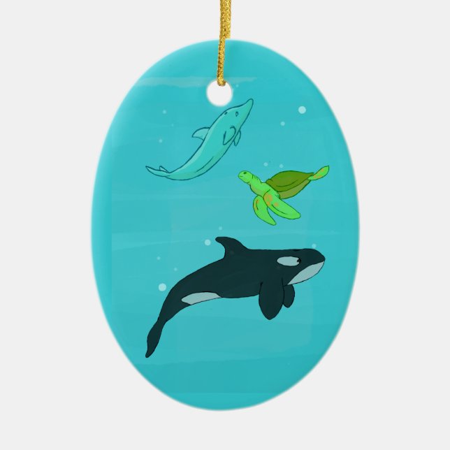 Ornement En Céramique Animaux marins (Devant)