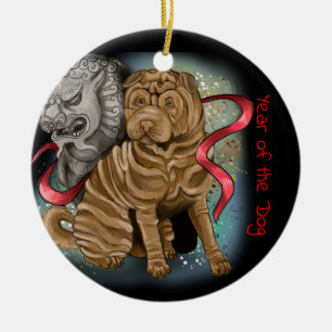 Ornement En Céramique Année chinoise de zodiaque du chien