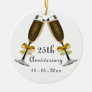 Ornement En Céramique Année de coutume d'anniversaire d'arc d'or en