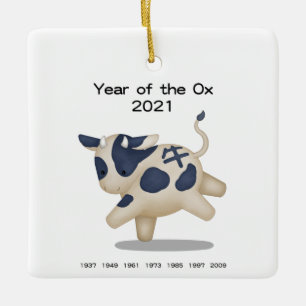 Ornement En Céramique Année de l'animal zodiaque Ox Cute 2021
