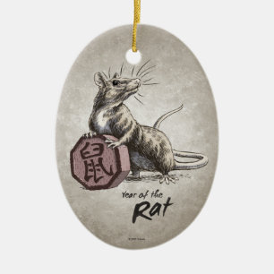 Ornement En Céramique Année de l'art chinois de zodiaque de rat