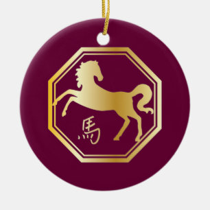 Ornement En Céramique Année de l'octagon du cheval