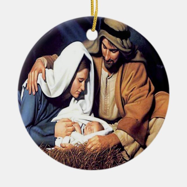 Ornement En Céramique Anniversaire de Noël de Jésus (Devant)