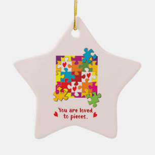 Ornement En Céramique Anniversaire Fille Puzzle Amour aux pièces