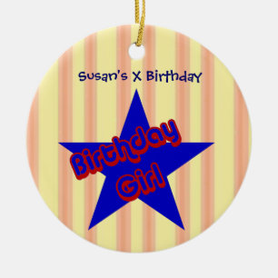 Ornement En Céramique Anniversaire Girl Star Cute Ornament personnalisab