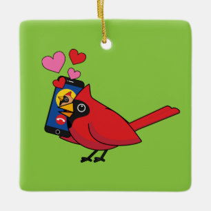 Ornement En Céramique Appels d'amour et d'accouplement de l'oiseau cardi