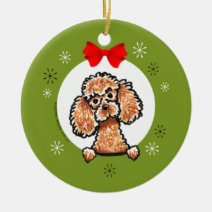 Ornement En Céramique Apricot Toy Poodle Noël Classique