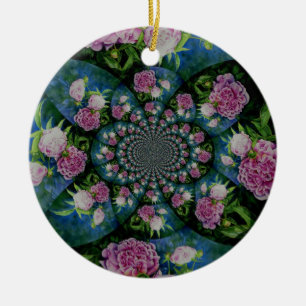 Ornement En Céramique Aquarelle florale de pivoine rose blanc