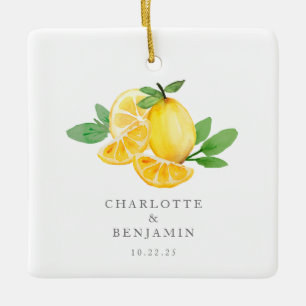 Ornement En Céramique Aquarelle Fruit citron Mariage personnalisé