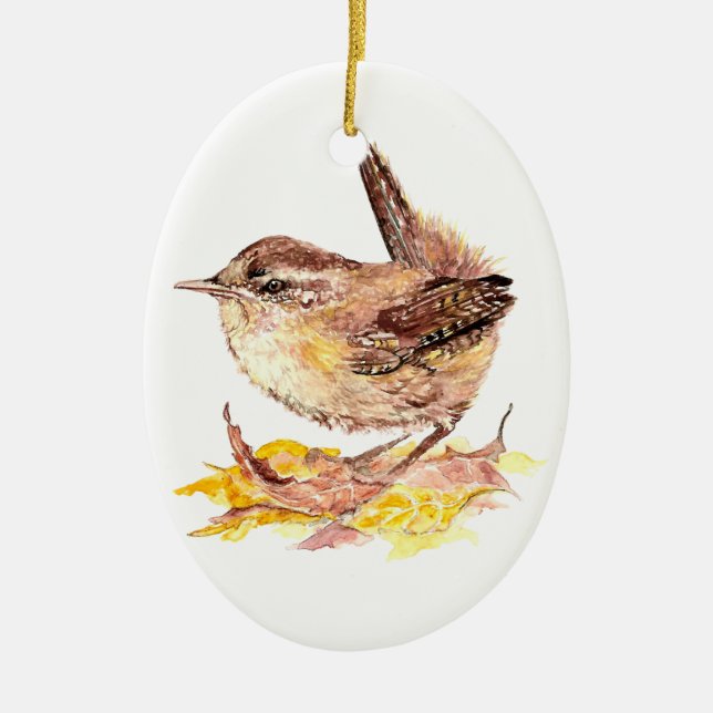 Ornement En Céramique Aquarelle mignonne Oiseau usé, Nature, Animaux sau (Devant)