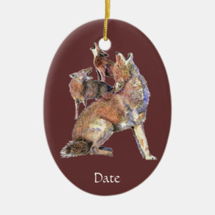 Ornement En Céramique Aquarelle personnalisée odeur Coyotes animal