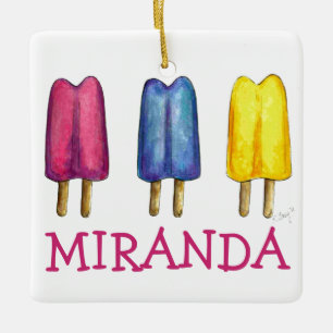 Ornement En Céramique Aquarelle Popsicles Ice Lolly Pops été