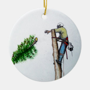 Ornement En Céramique Arboriste de chirurgien d'arbre au présent de