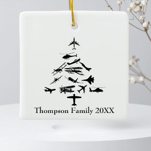 Ornement En Céramique Arbre de Noël Avion Cool Aviation Pilote Personnal