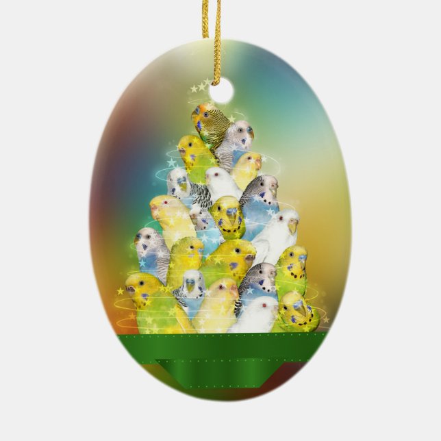 Ornement En Céramique Arbre de Noël de perruche (Dos)