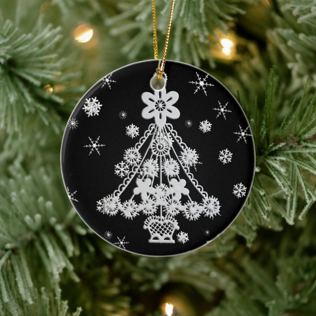 Ornement En Céramique Arbre de Noël & Flocon de neige (Arbre)