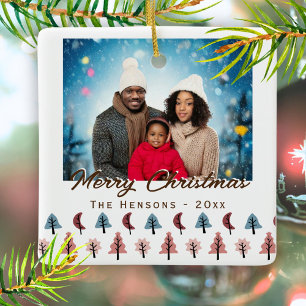Ornement En Céramique Arbre de Noël moderne Motif photo de famille