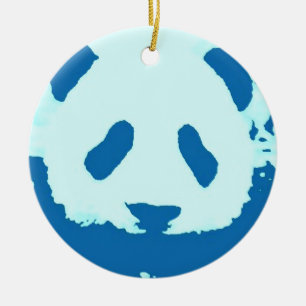 Ornement En Céramique Arbre de Noël Panda Rose Bleu