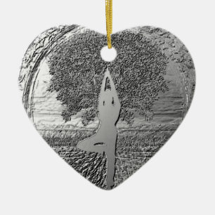 Ornement En Céramique Arbre de yoga de la vie en chrome