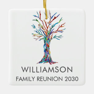 Ornement En Céramique Arbre familial de réunion personnalisée