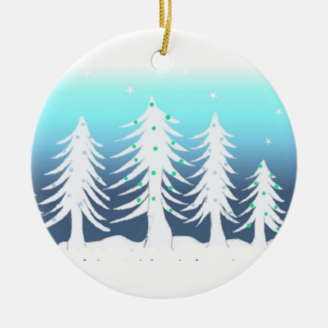 Ornement En Céramique Arbres de Noël blancs (Devant)