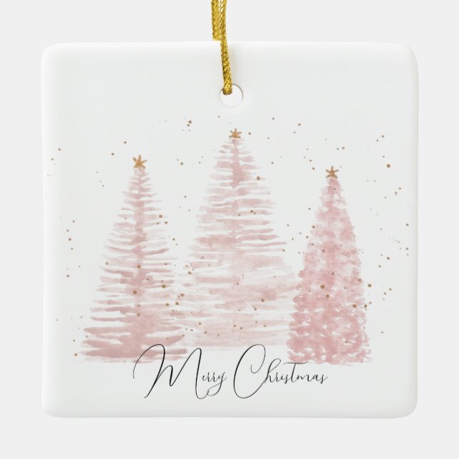 Ornement En Céramique Arbres de Noël en or rose (Devant)