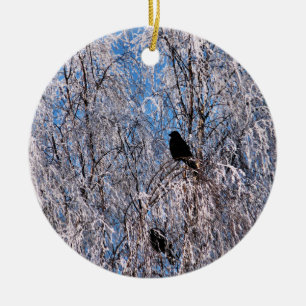 ORNEMENT EN CÉRAMIQUE ARBRES D'HIVER