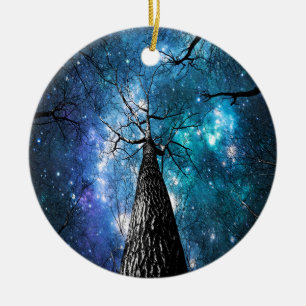 Ornement En Céramique Arbres noirs tombant des étoiles
