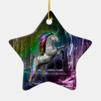 Ornement En Céramique Arc-en-ciel Unicorne