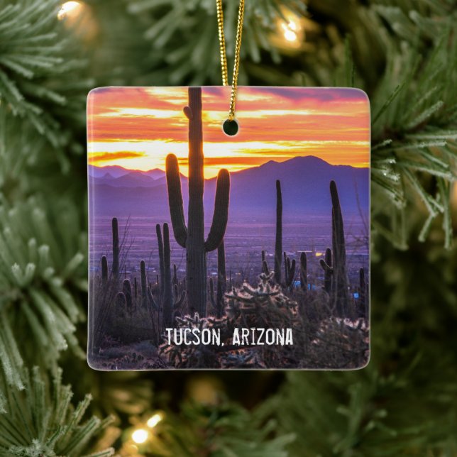 Ornement En Céramique Arizona Sunset Desert Cactus (Arbre)