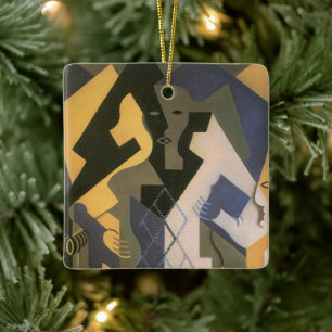 Ornement En Céramique Arlequin à la table de Juan Gris, Cubisme Vintage