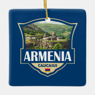 Ornement En Céramique Armenia Illustration Rétro Badge