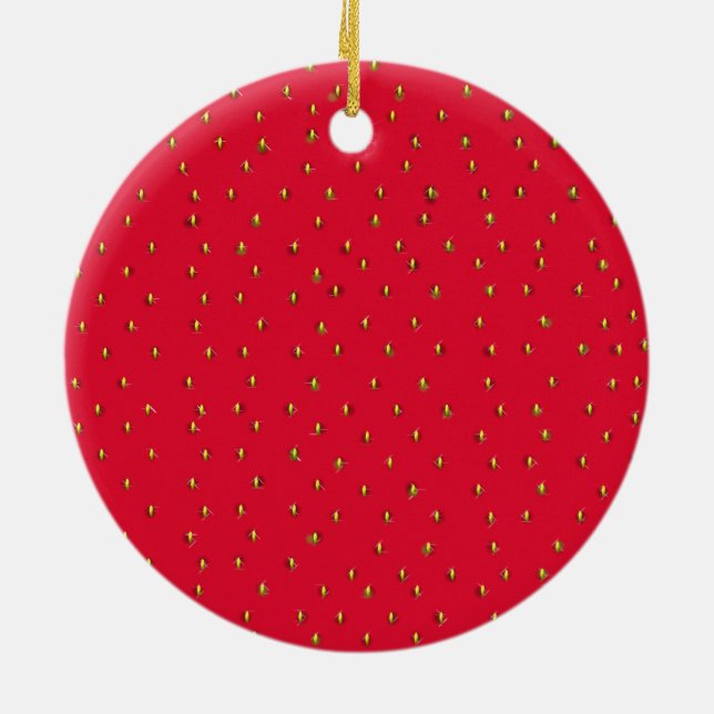 Ornement En Céramique Arrière - plan de fraise drôle rouge (Dos)