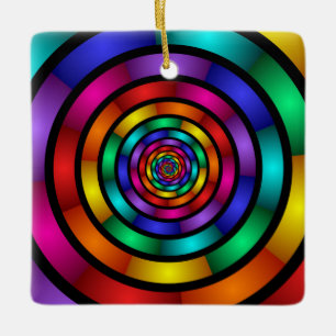 Ornement En Céramique Arrondi et psychédélique coloré Art moderne fracta