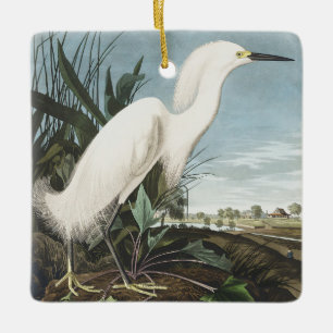 Ornement En Céramique Art ancien de l'Aigrette neigeuse d'Audubon
