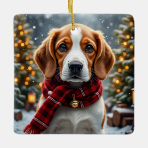 Ornement En Céramique Art de Noël Beagle