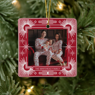 Ornement En Céramique Art Déco Noël Star Holiday Red