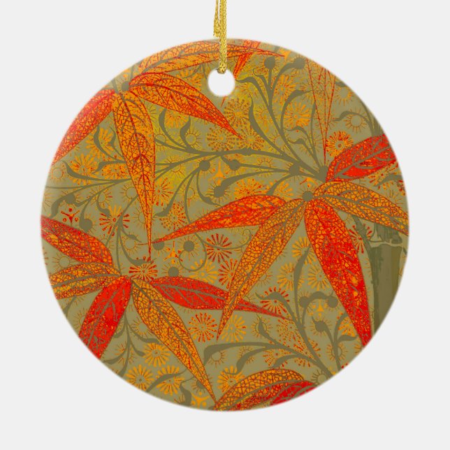 Ornement En Céramique Art en bambou terrestre Imprimer orange (Dos)