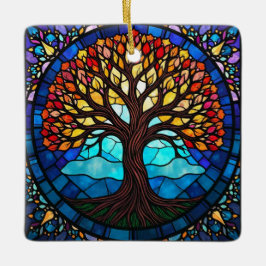 Ornement En Céramique Art en verre tendu, Arbre de vie Verre tendu