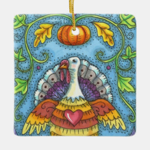 ORNEMENT EN CÉRAMIQUE ART FOLK TURQUIE, COULEURS DE THANKSGIVAL SAISONNI