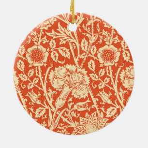 Ornement En Céramique Art Nouveau Carnation Damask, Mandarin Orange