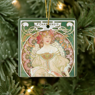 Ornement En Céramique Art Nouveau vintage, Champenois par Alphonse Mucha