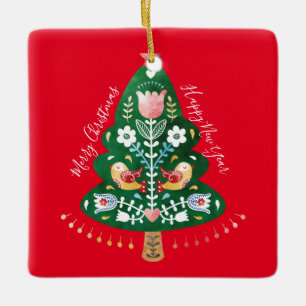 Ornement En Céramique Art populaire scandinave Arbre de Noël